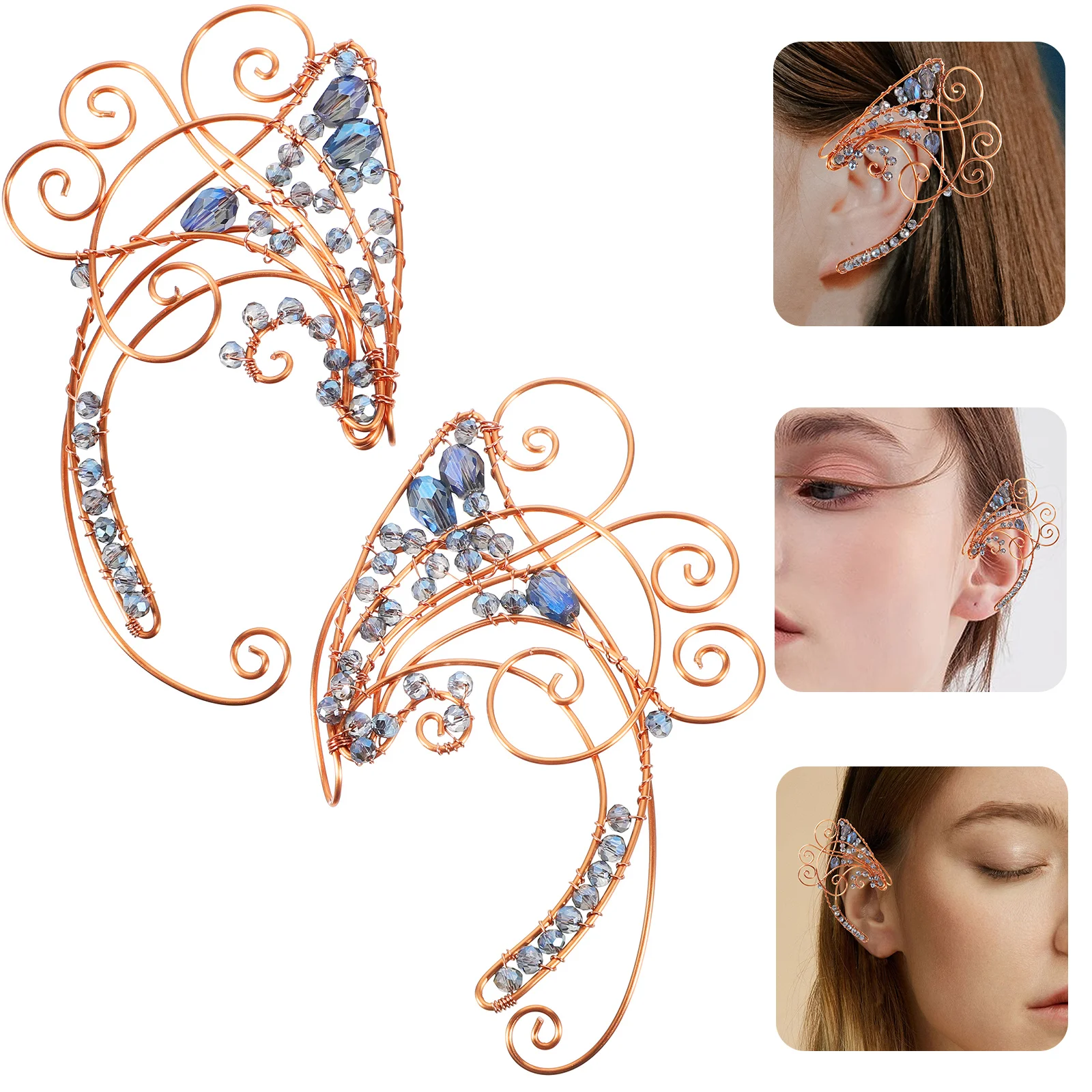 

Ear Clip Earrings Fairy Elf Non Piercing Cuffs Women's Fashionable Jewelry Wrap Style Comfortable All Day Wear Gift