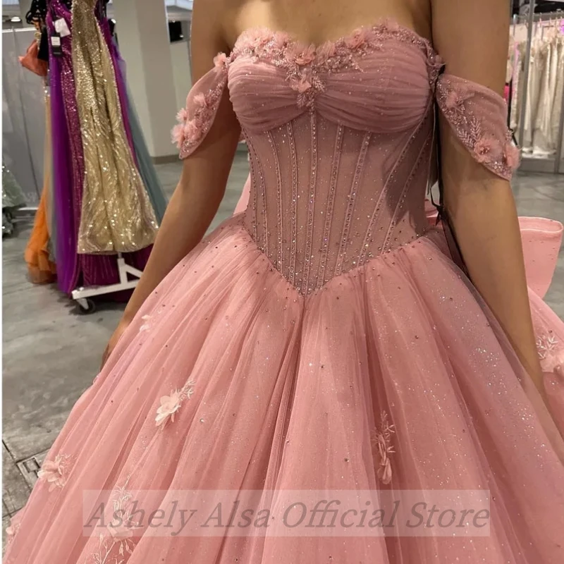 AA-P38 розовые платья Quinceanera по индивидуальному заказу с открытыми плечами, милое платье шестнадцатилетия, платья для выпускного вечера, Vestidos 15, официальная вечерняя одежда