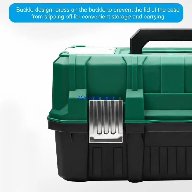 X37E Multiple Compartment Toolbox With Handle, 17" Foldable Storage Case For Workshop