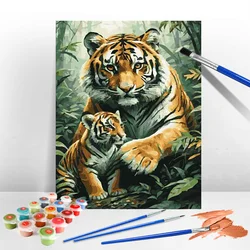 MomoArt Animal Paint By Numbers Tiger No Frame Drawing On Canvas Oil Painting Art DIY Home Living Room Art Craft