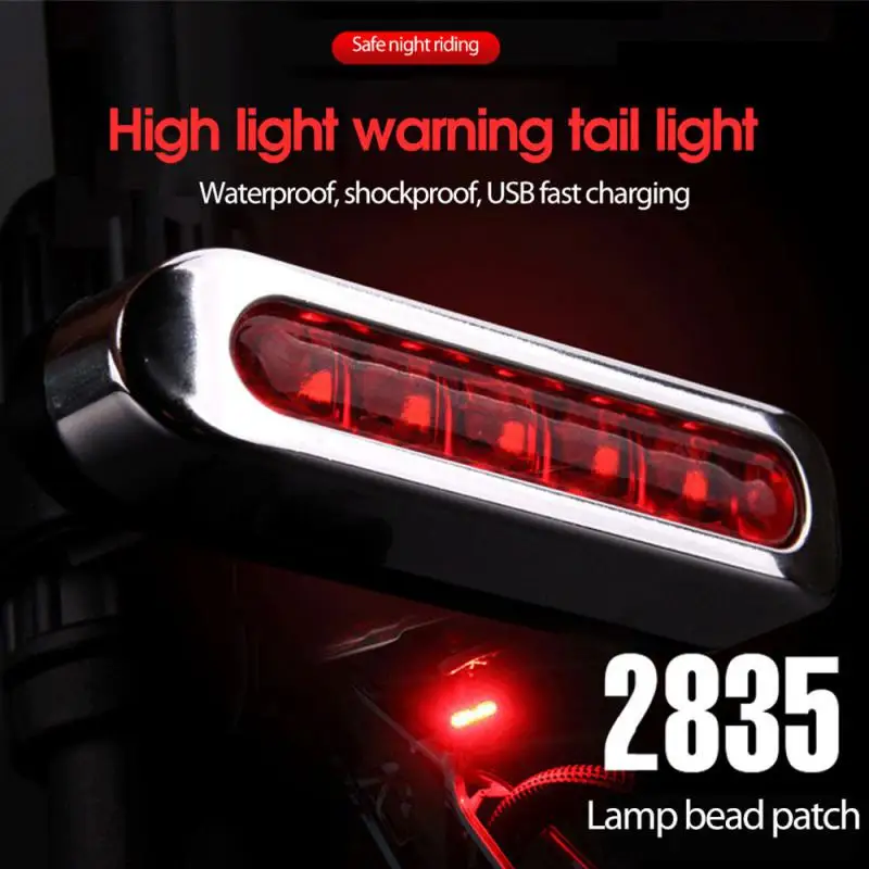 Light Mountain Bike 5LED High Bright Warning Light USB Rechargeable Night Riding Bike Lights Cycling Accessories