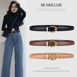 Luxury Designer Women Belt Genuine Leather Female Fashion Metal Belt Buckle Waistband 3 Colors High Quality Trend Belt Lady New