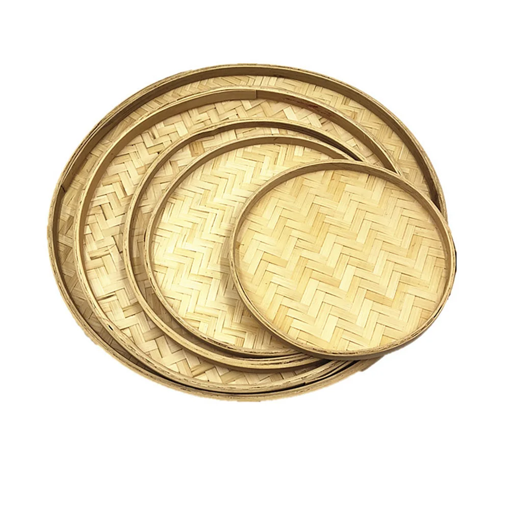 

Bamboo Decorative Pendants Wicker Tray Weaved DIY Works Retro Gift Handmade Painting Home Accessories Kitchen Bar
