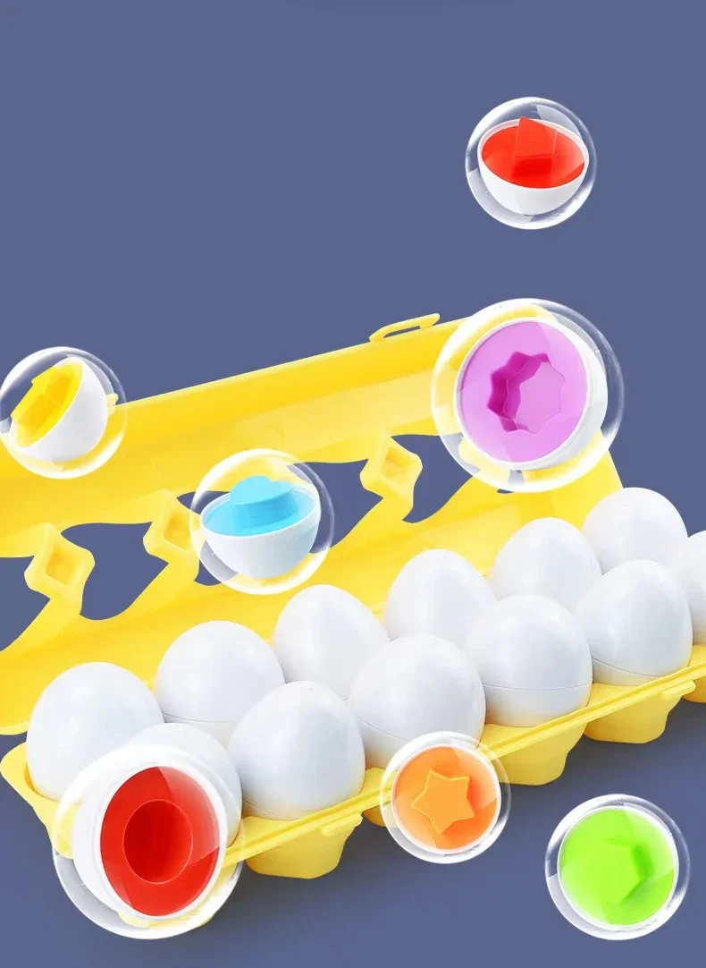 Montessori Puzzle dla Dzieci Dopasowywanie Geometryczne Dopasowywanie Kolorów Kształtów Liczbowe Jajka Wielkanocne Zabawki Edukacyjne dla Dzieci