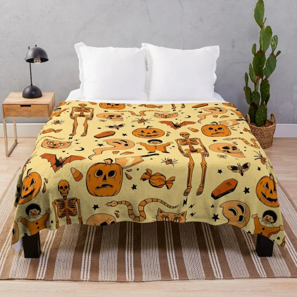 

Old School Halloween Throw Blanket christmas decoration halloween Winter beds Blankets