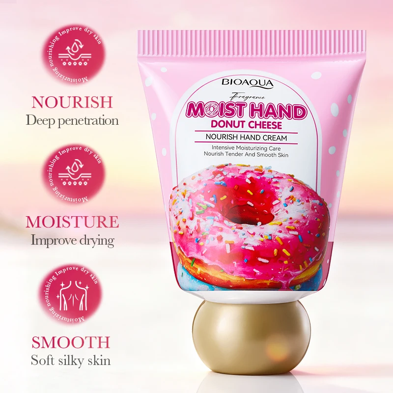 BIOAQUA دونات كريم اليد ترطيب مغذي مكافحة الشيخوخة المضادة للتجاعيد كريمات تبييض الأيدي منتجات العناية بالبشرة