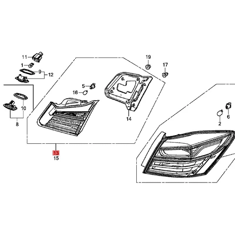 Suitable for 2006- Ho nd aC iv ic Fi tF en gf an Cl as si cA cc or d Interior taillights Rear tailgate light