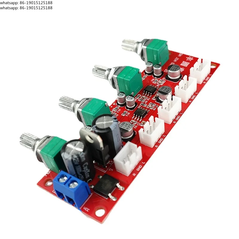 NE5532 4 Way Input Mixer Preamp Hifi Stereo Audio Signal Pre-amplifier Audio Volume Control Tone Preamp DIY Home Theater