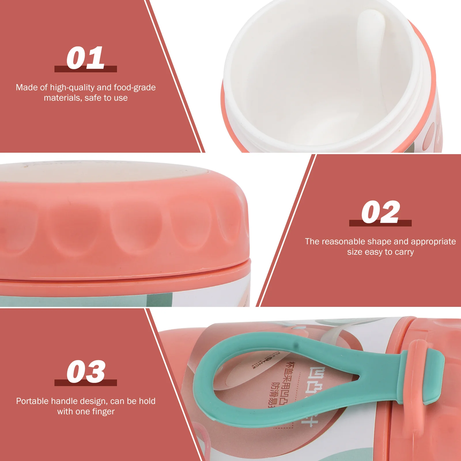 

1 шт. портативная чашка для завтрака, высококачественный пищевой материал, герметичная чашка для супа, герметичная ручка контейнера для каши в микроволновой печи