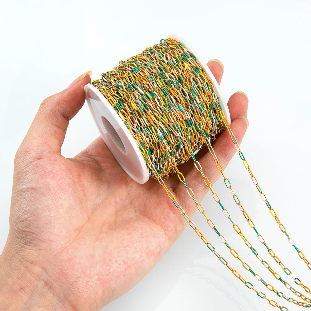 1meter Gold Plated Stainless Steel Enamel Chains For Jewelry Makings DIY Cable Chains For Jewelry Necklace Bracelets Accessories
