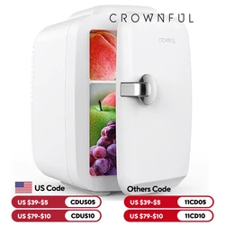Crownful 4L Mini Multifunction Refrigerator 120V Electric Portable Beauty Cooler Warmer Car Mini Fridge for Home Camping Travel
