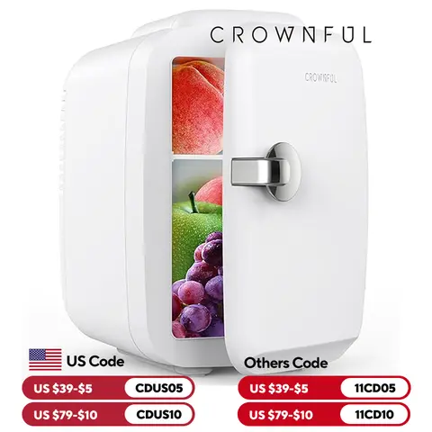 Crownful 4L Mini Multifunction Refrigerator 120V Electric Portable Beauty Cooler Warmer Car Mini Fridge for Home Camping Travel