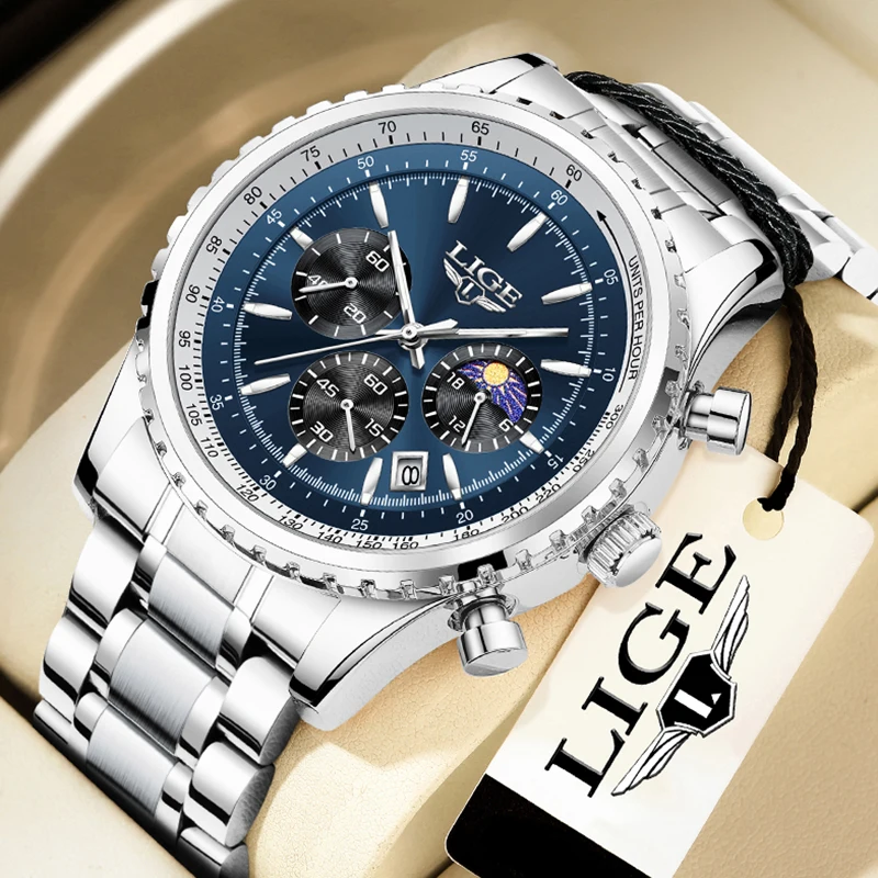 Relogio Masculino LUIK Nieuw herenhorloge met volledig stalen waterdicht lichtgevend quartz horloge voor heren Mode militaire datum chronograaf