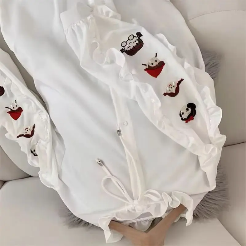 

French Embroidery Chic White Shirt Women' Spring 2026 New Loose Design Niche Foreign Style Inner Top Temperament Commuting Shirt