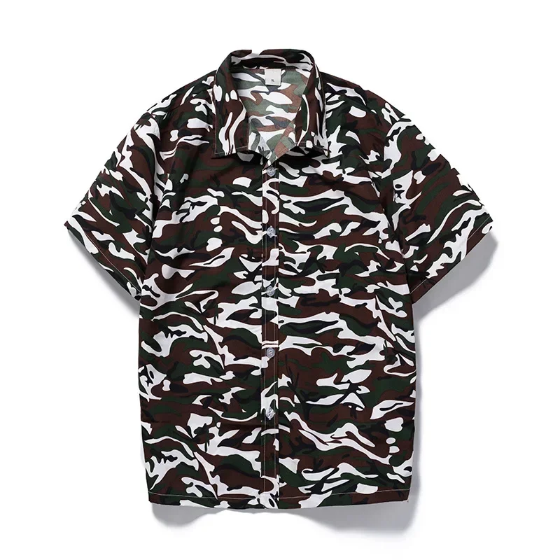 2025 Summer Men Hawaiian Shirt Short-Sleeved Print Shirt Trendy Handsome Fashion Travel Holiday Surf Beach Shirt Male рубашк