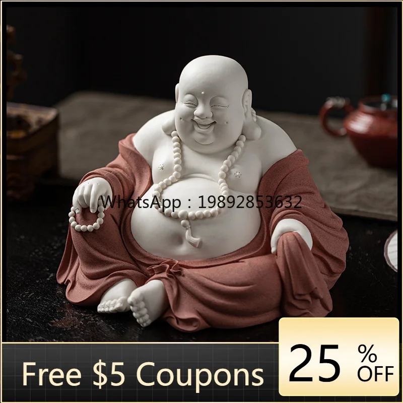 

LYY Maitreya Buddha Figurine Big Belly Buddha Statue Happy Wealth-Attracting Home Living Room Store Decoration Handmade Ceramic