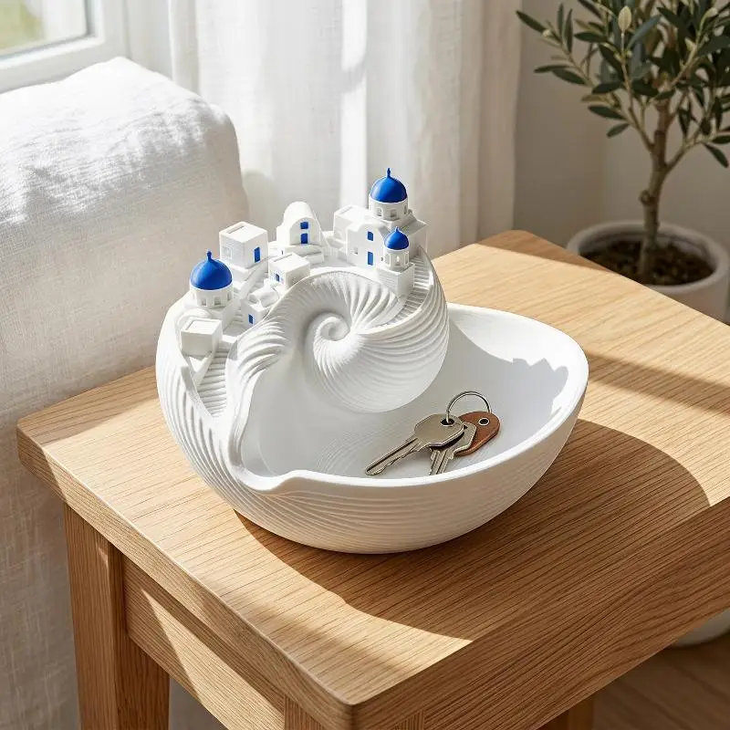 Conch Shell Shape Catchall Bowl Shelf Display Spiral Divider Key Desktop Decor Organizer Tray No Break Coastal Charm