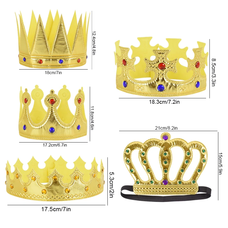 Multi Style Gold Silver Princess Prince Crown Tiaras Headwear Birthday Party Crowns Headband Costume Accessories Photobooth Prop