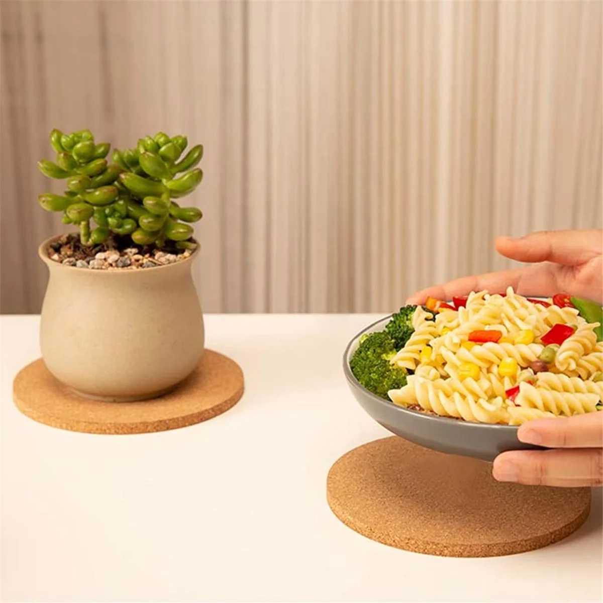 حزمة من 8 قواعد أكواب من الفلين، قواعد أكواب دائرية من الفلين، قواعد أكواب الفلين للأواني، أطباق الخزف، المقالي، المطبخ والمطعم ST