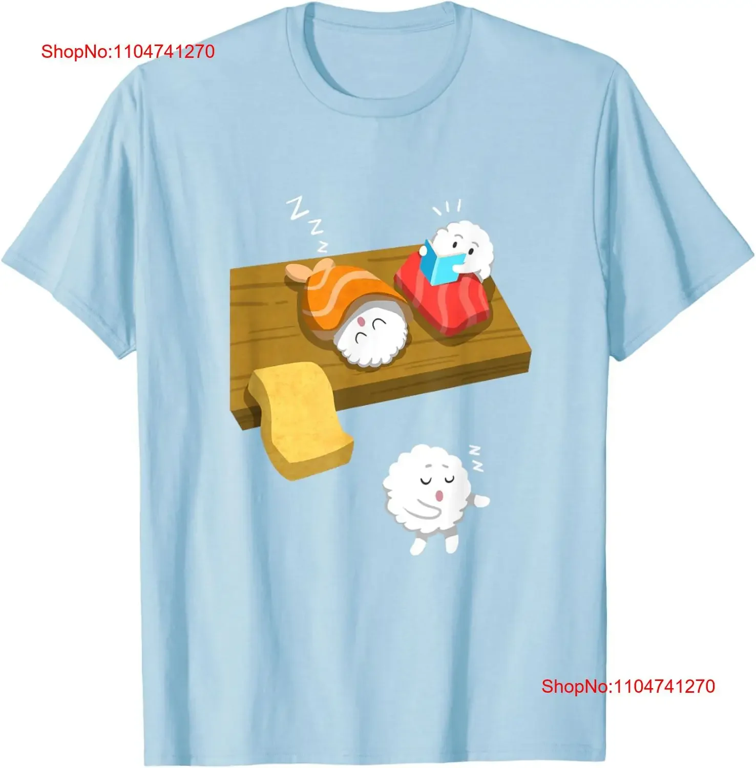 Dormir caminando Sushi divertido comida japonesa Sashimi camiseta vintage lavado versátil Unisex ropa de diseñador suave cómodo