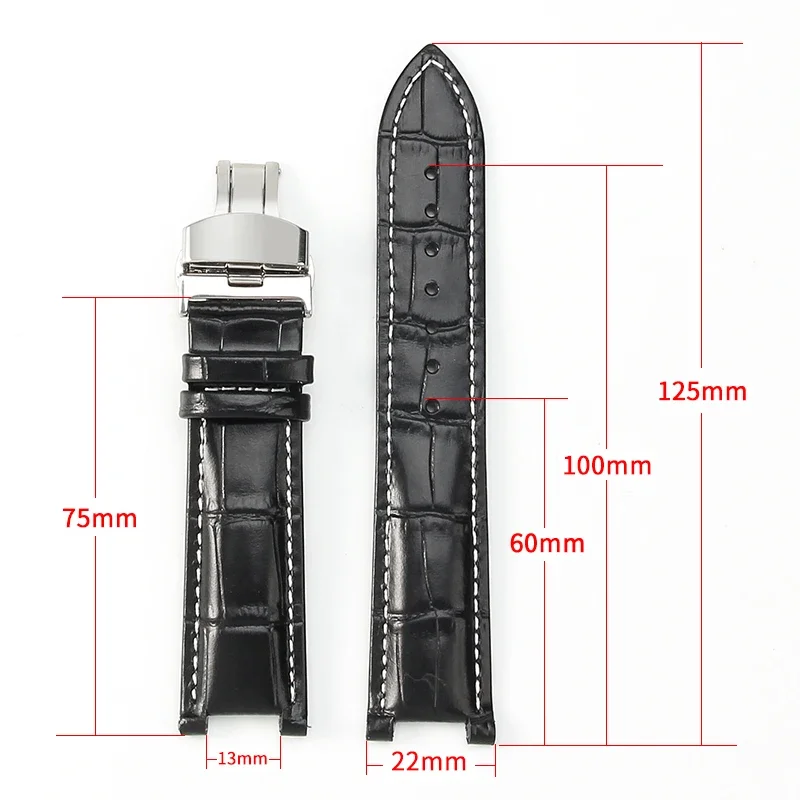 For Gucci Guess Cartier Pasa Men with Tool 20 22mm Watch Strap Bamboo Knot Pattern Concave Interface Genuine Leather Watchband