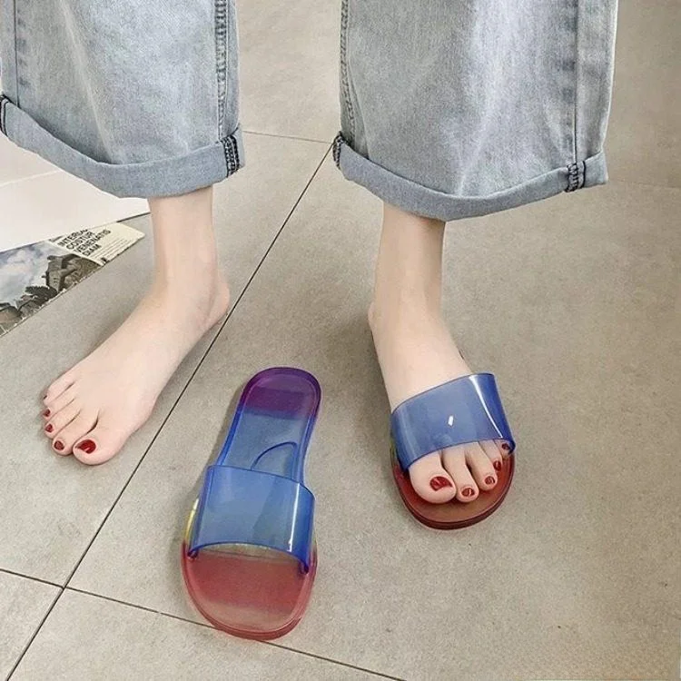 Pantuflas Clásicas de Cristal para Mujer, Antideslizantes, Desodorantes, con Suela de Gel Suave, Transparentes, Sandalias de Verano para Interiores, Pantuflas para el Hogar