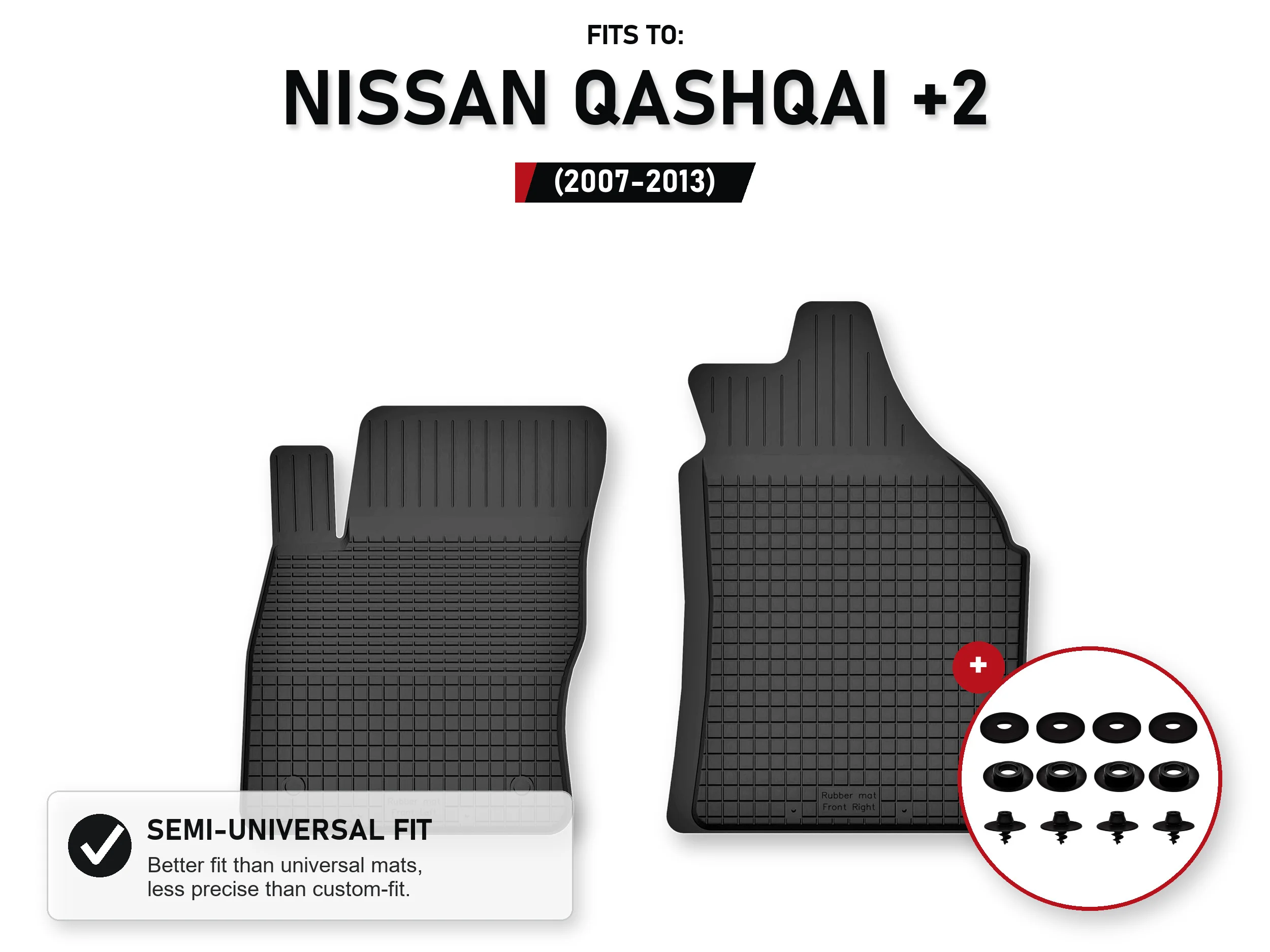 Automatten voorbak voor: Nissan Qashqai +2 2007-2013 met stoppers