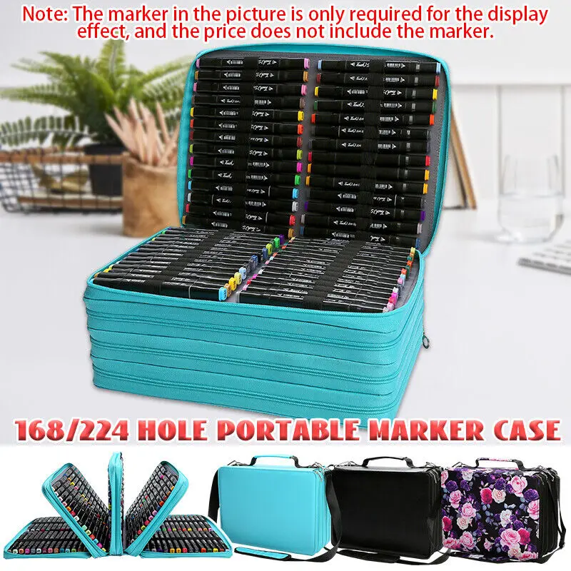 grande capacidade shockproof storage bolsa lapis case titular marcador destacavel papelaria bolsa pen organizer art 168 buracos 224 buracos 01