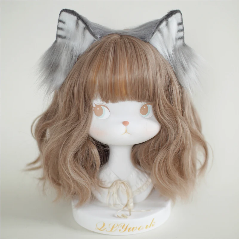 Orelhas de gato tabby orelhas de gato animal orelha cosplay hairpin dupla finalidade pelúcia bonito rosa gato orelha peludo lolita acessórios