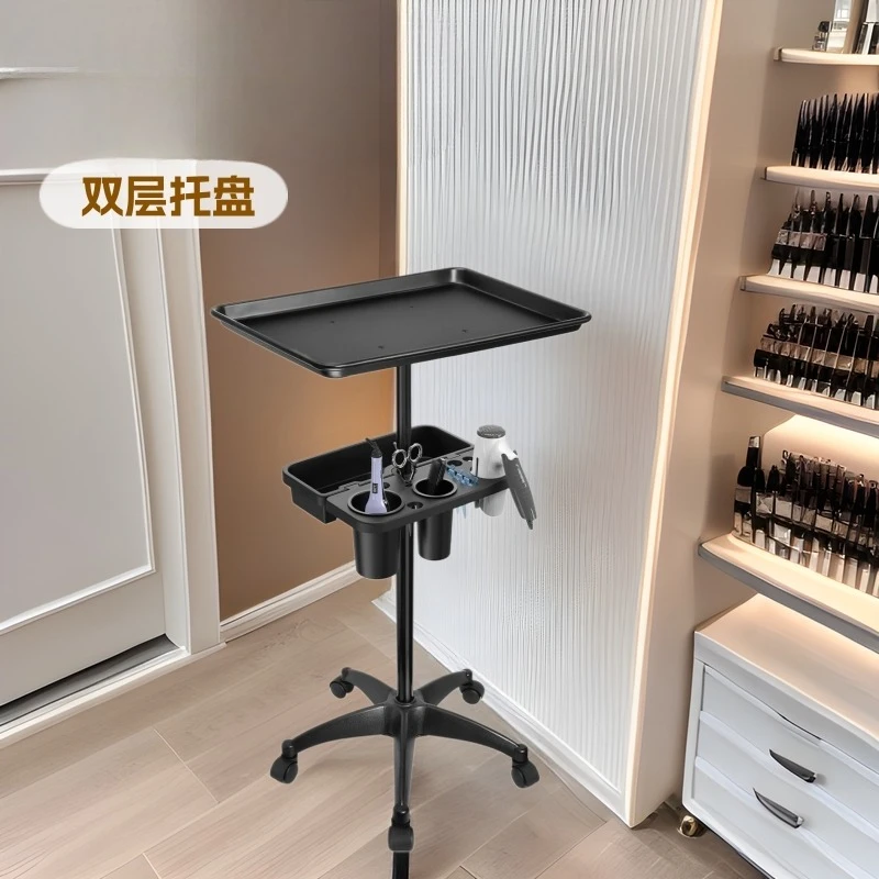 Hair Double Tray Barber Shop Salon Tools Aluminum Tray Movable Adjustable Shelf