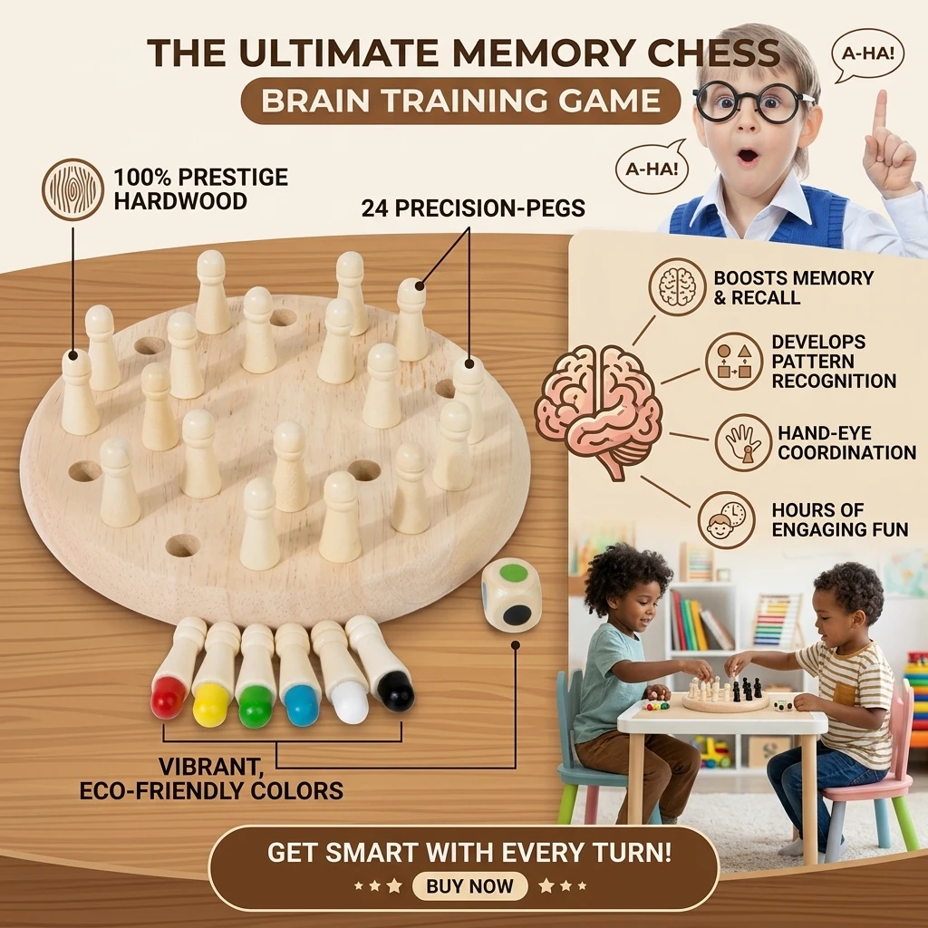 Wooden Puzzle Toys Montessori Educational Learning Color Sensory BeBe Memory Match Stick Chess Party Game Children Kids