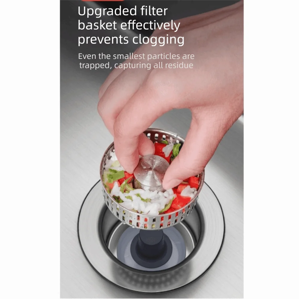 

Rust-proof Kitchen Sink Drain Strainer Stainless Steel Bouncing Core Sink Stopper Filter Sink Easy To Clean