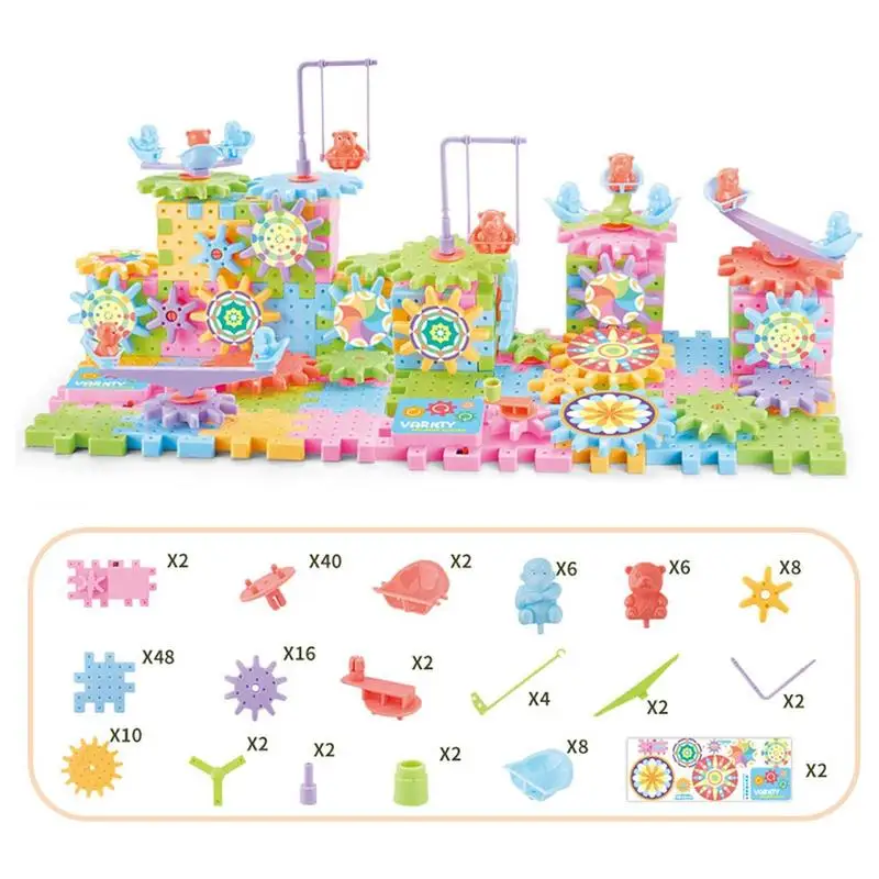 Building Blocks Gear Cogs Toy Electric Brick Building Gears Toy Set riutilizzabili ad incastro Spinning Gears Building Educational To