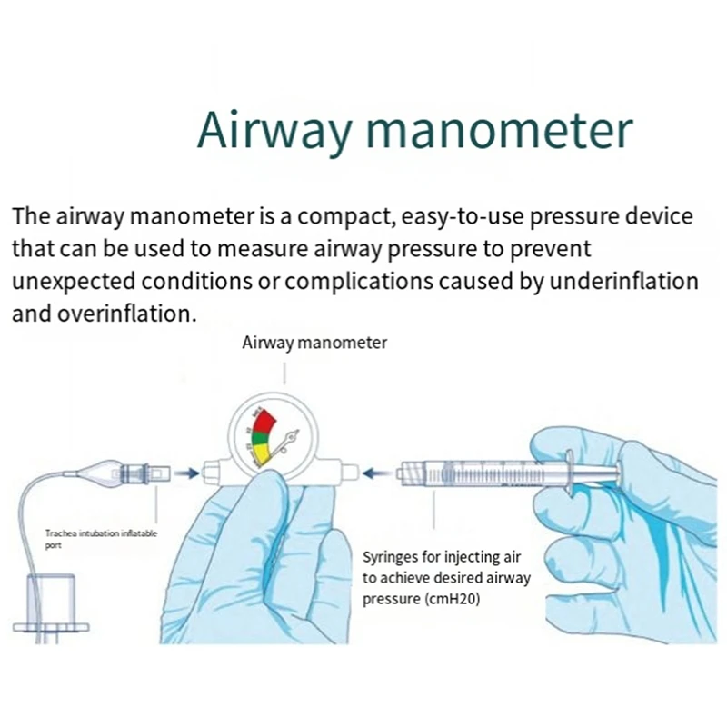 Manometr do intubacji tchawicy Urządzenie do wykrywania nasycenia Materiały do kliniki weterynaryjnej 2 szt.