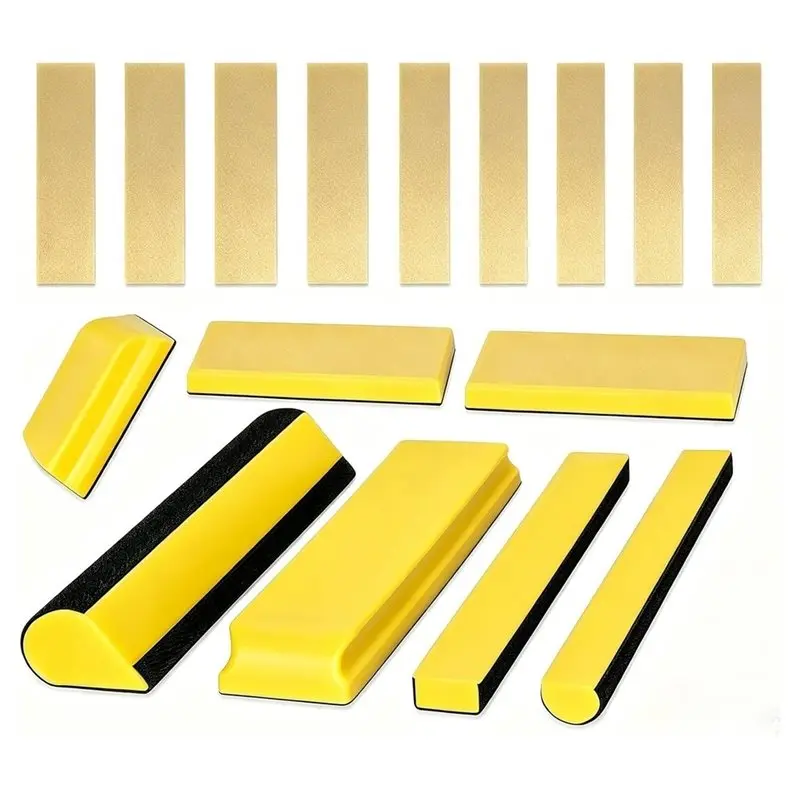 PU Foam Blocks 80/120/180/240 Grit 7Pcs Hand Sanding Block Set With 20 Sandpapers Hook& Loop For Auto Body, Woodworking-AA26