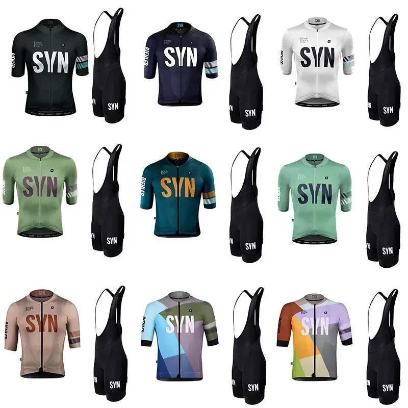 Image of SYN Sommer-Radkleidung für Herren, Trikots, Rennrad-Kurzarm-Sets, Trägerhosen, schnelltrocknende Kleidung, atmungsaktives Radtrikot