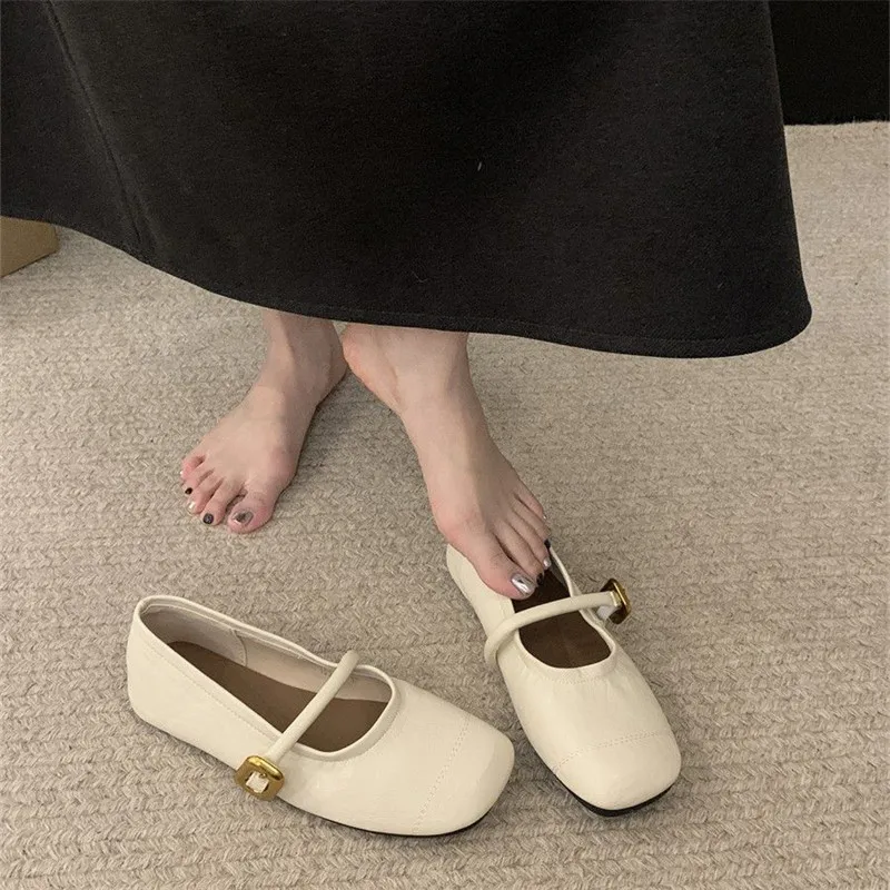 Soft Shallow Mouth Shoes Woman 2024 Female Footwear All-Match New Dress Summer Flat Mary Janes Shoes Woman Flats Shallow Mouth S