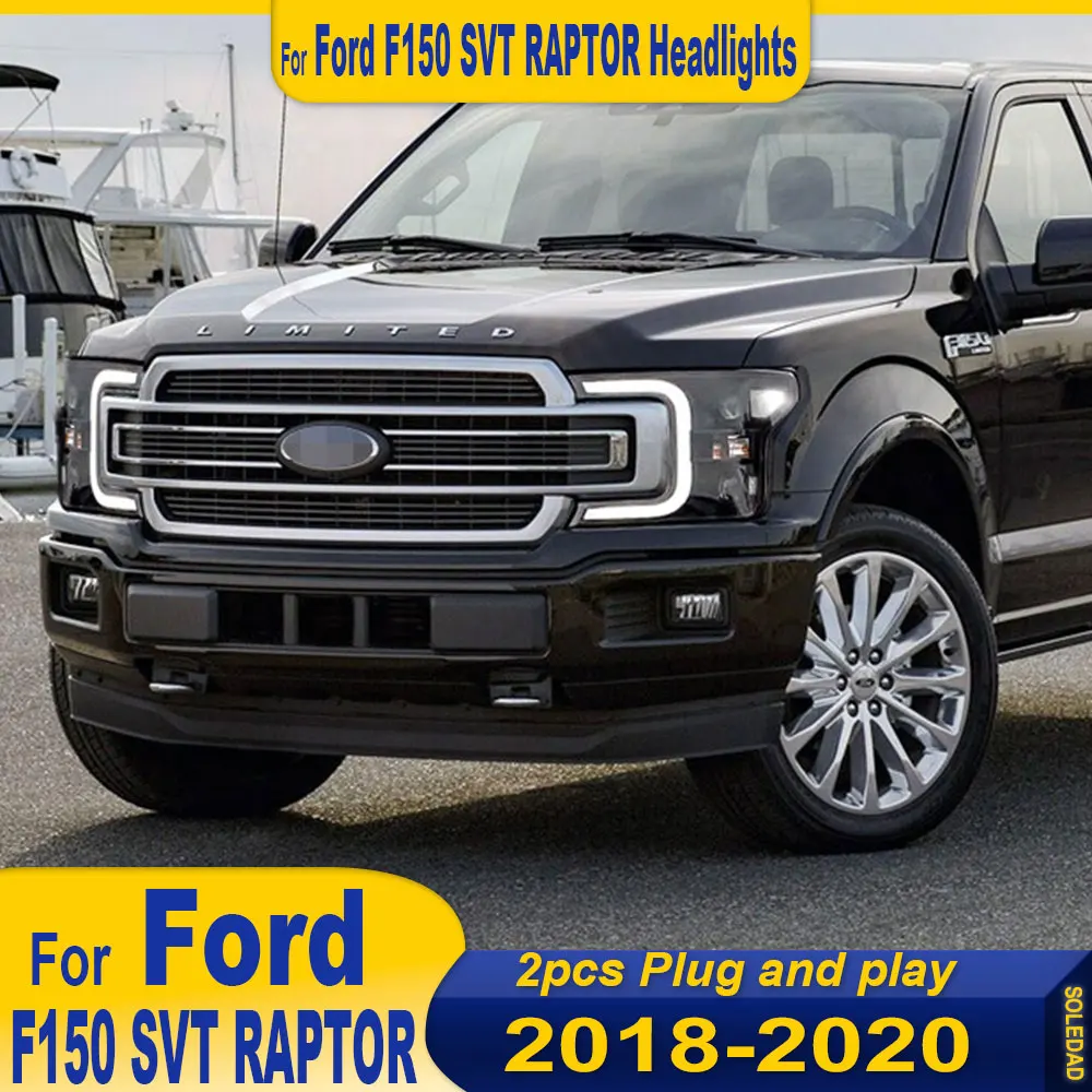 

A pair Car LED Headlight Light Assemblies For Ford F150 SVT RAPTOR 2018 2019 2020 Auto Fog DRL Brake Turn Signal Lamp
