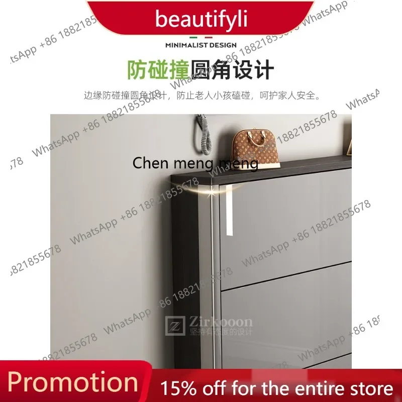 

Q181 Ultra-thin shoe cabinet 17cm household door tipping bucket type large-capacity entry narrow entrance cabinet