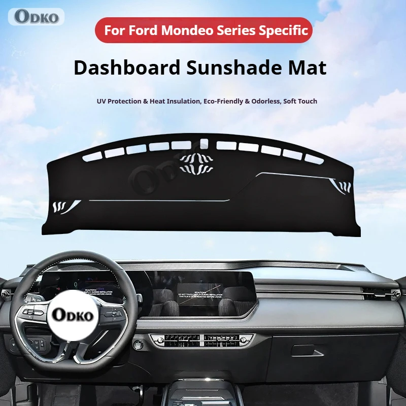

For Ford 2022 Mondeo Leather Car Dashboard Sun Shade Mat Instrument Desk Non-slip Cover leather Accessories