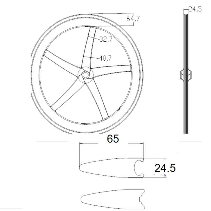 700C Starfish 5 Spokes Full Carbon Bicycle Wheelset  Clincher/Tubular Five Spoke Racing  For Track Road TT