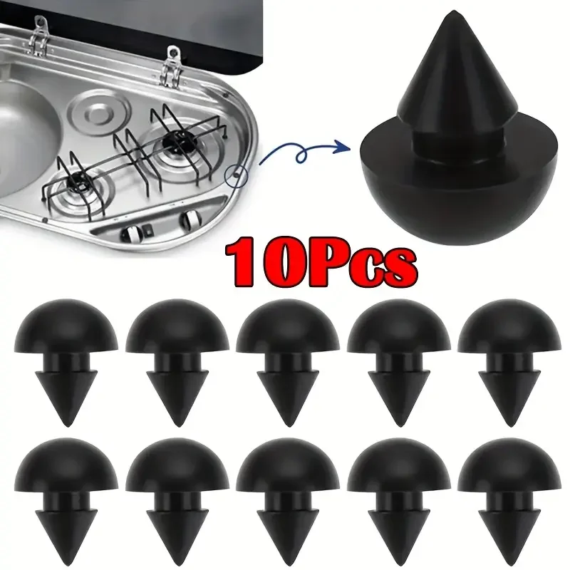 

10pcs Black Rubber Bumpers for Caravan Camper - 4.5mm Heatproof Spacers, Non-Slip Lid Lifters to Prevent Scratches & Spills