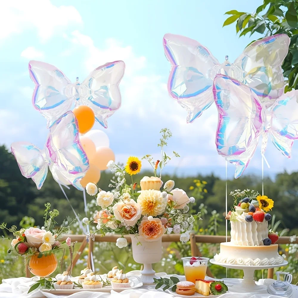 2 Stück Laser-Luftballons mit schillernder Farbe und Schleife aus Aluminiumfolie, Geburtstag, Hochzeit, Jahrestag, Veranstaltungen, Dekoration, festliches Partyzubehör