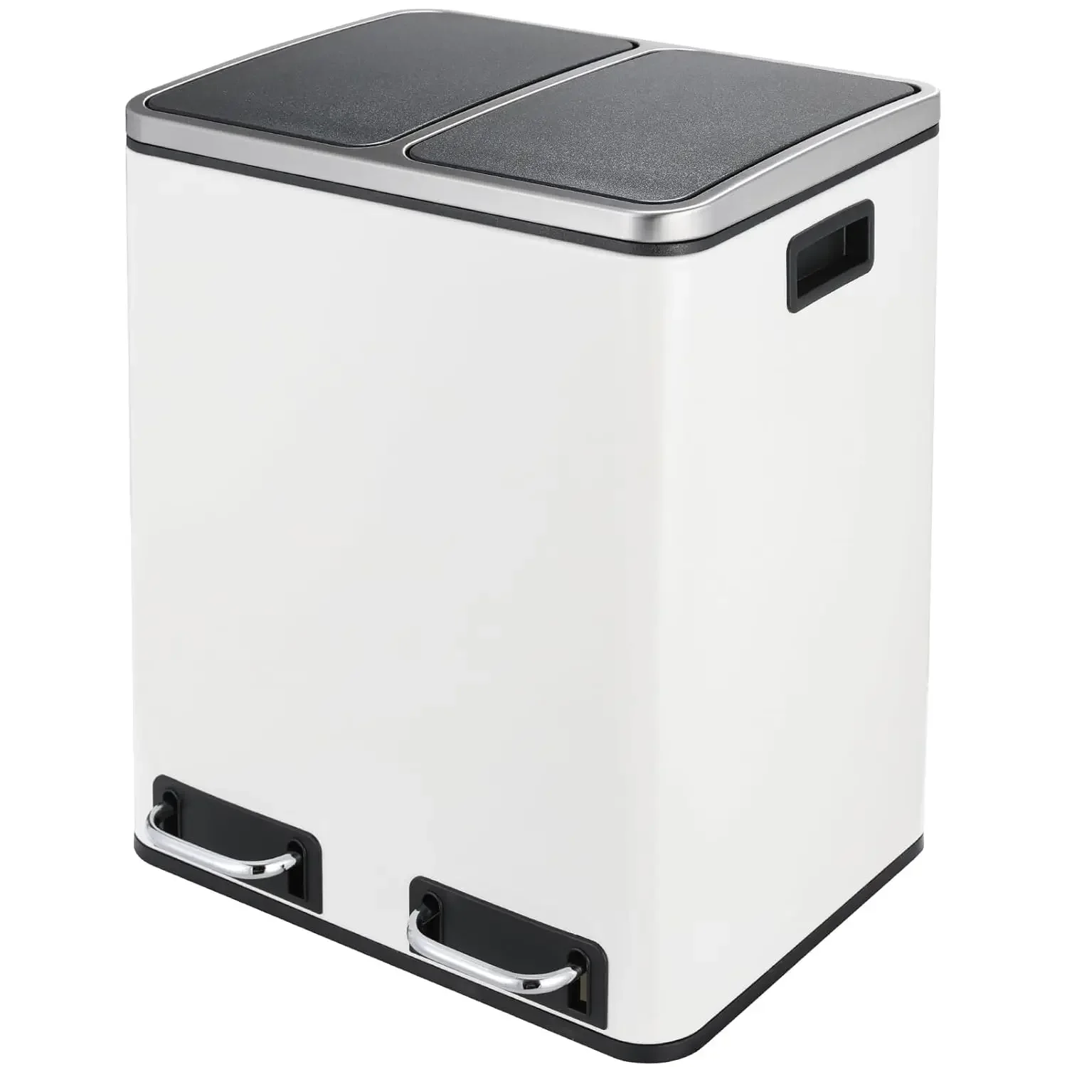 8 Gallon Dual Trash Can, 30L(2X15L) Stainless Steel Kitchen Garbage Can, Step-on Classified Recycle Garbage Bin