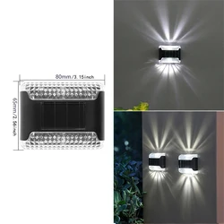 80*65mm Led Solar Wall Light Waterproof Lighting Corridor Outdoor Balcony Garden 2leds Power Lamps Ultra Fence Down Lamp Warm Up