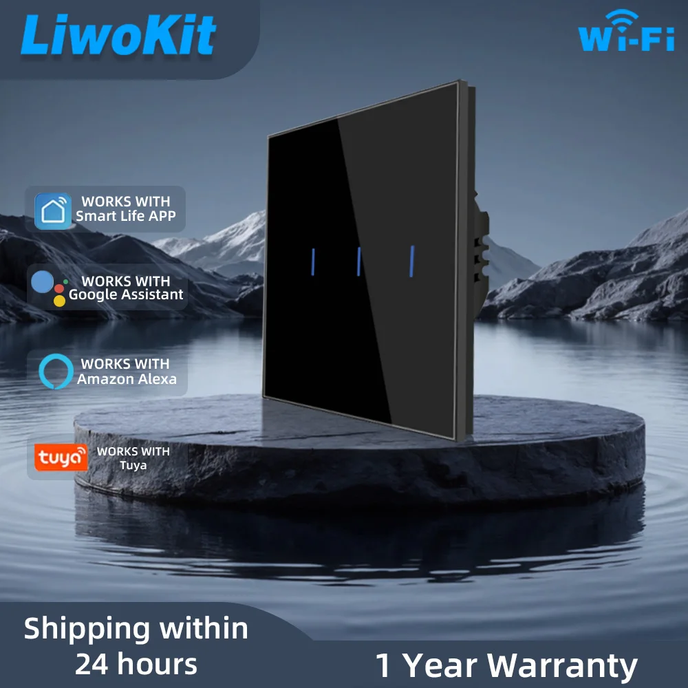 

Умный сенсорный выключатель света с Wi-Fi, стеклянная панель, 1/2/3/4-клавишный, 86*8.6 мм, управление через приложение Tuya, интеллектуальное управление всем домом.