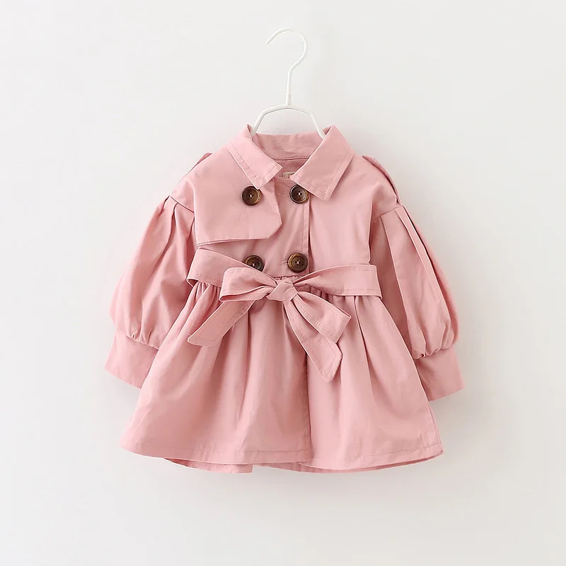 Trench Coat For Girl Children's Spring Cute Long Jacket 2024 New Kids Khaki Casual Outerwear Baby Khaki Fashion Windbreaker