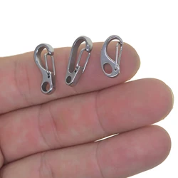 6pcs Small mini Super strong 0.4inch to inch 304 stainless steel spring snap hook quick release carabiner paracord clasp FOB EDC