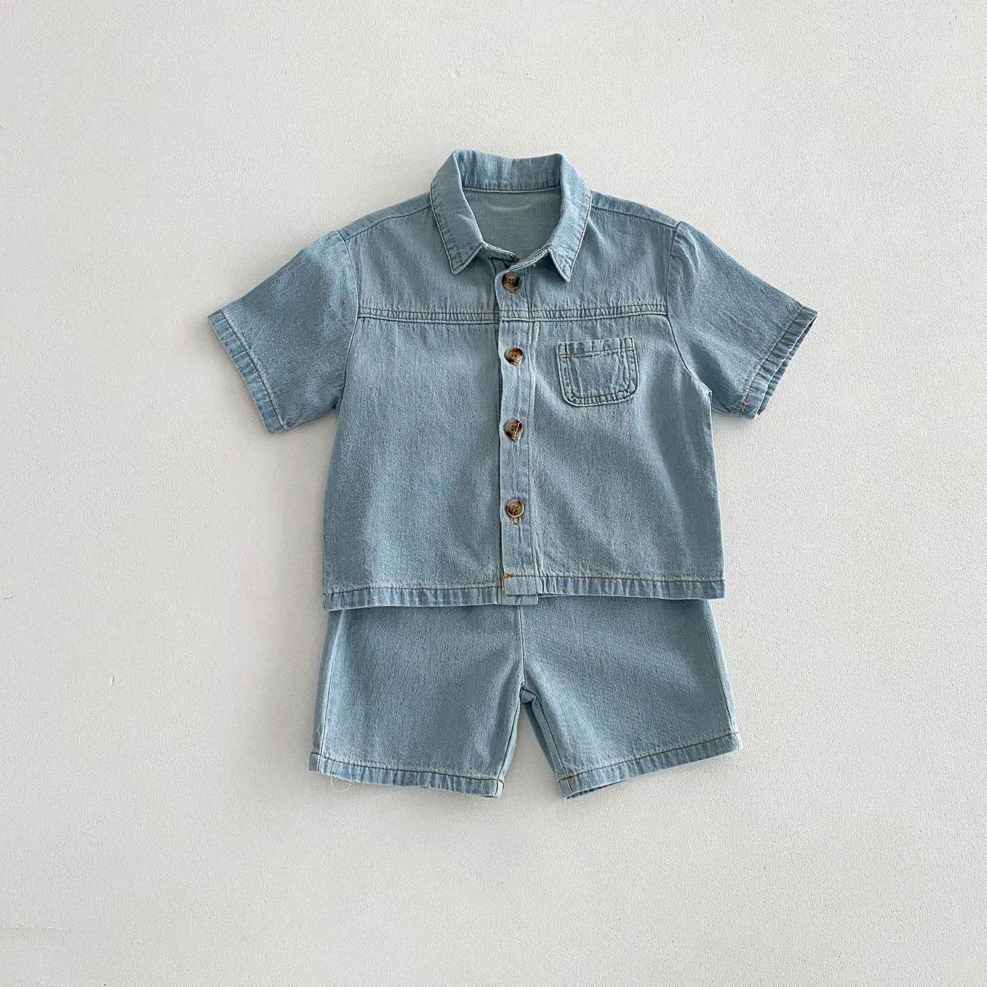 MILANCEL Kids Clothing Set Denim Girls Clothes Suit Denim Shirt And Shorts 2 PCs  Boys Denim Set Children Outfit