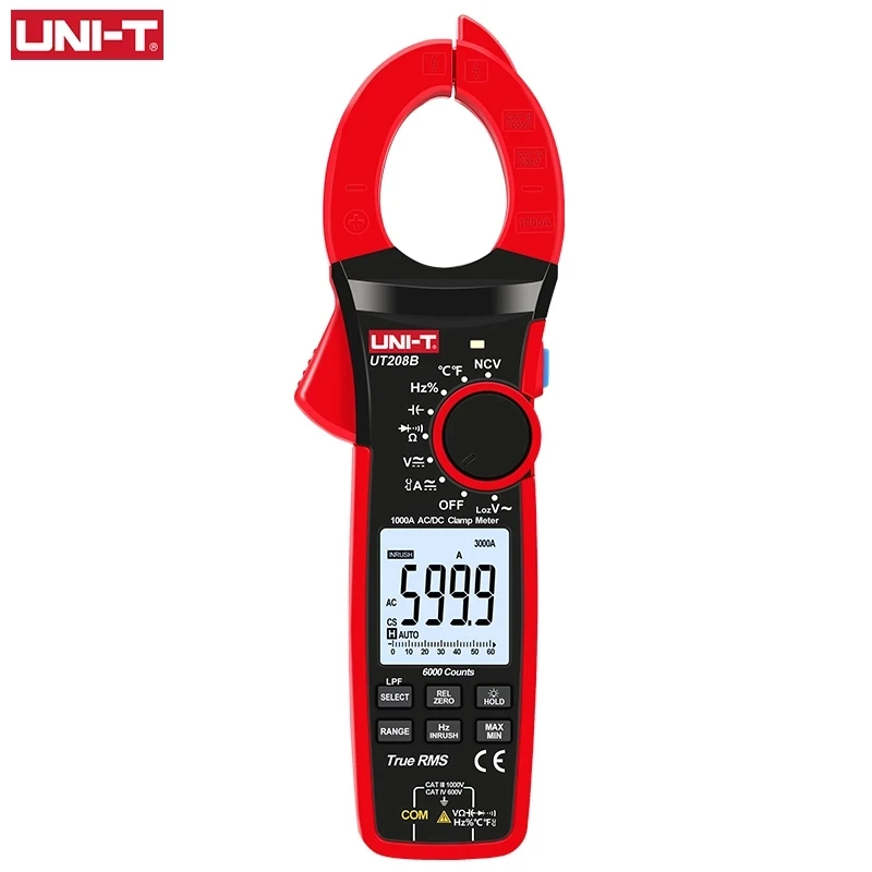 UNI-T True RMS Digital Clamp Meter AC DC Current 1000A 1000V UT207B UT208B LPF 6000 Count Backlight Flashlight Multimetro Tester